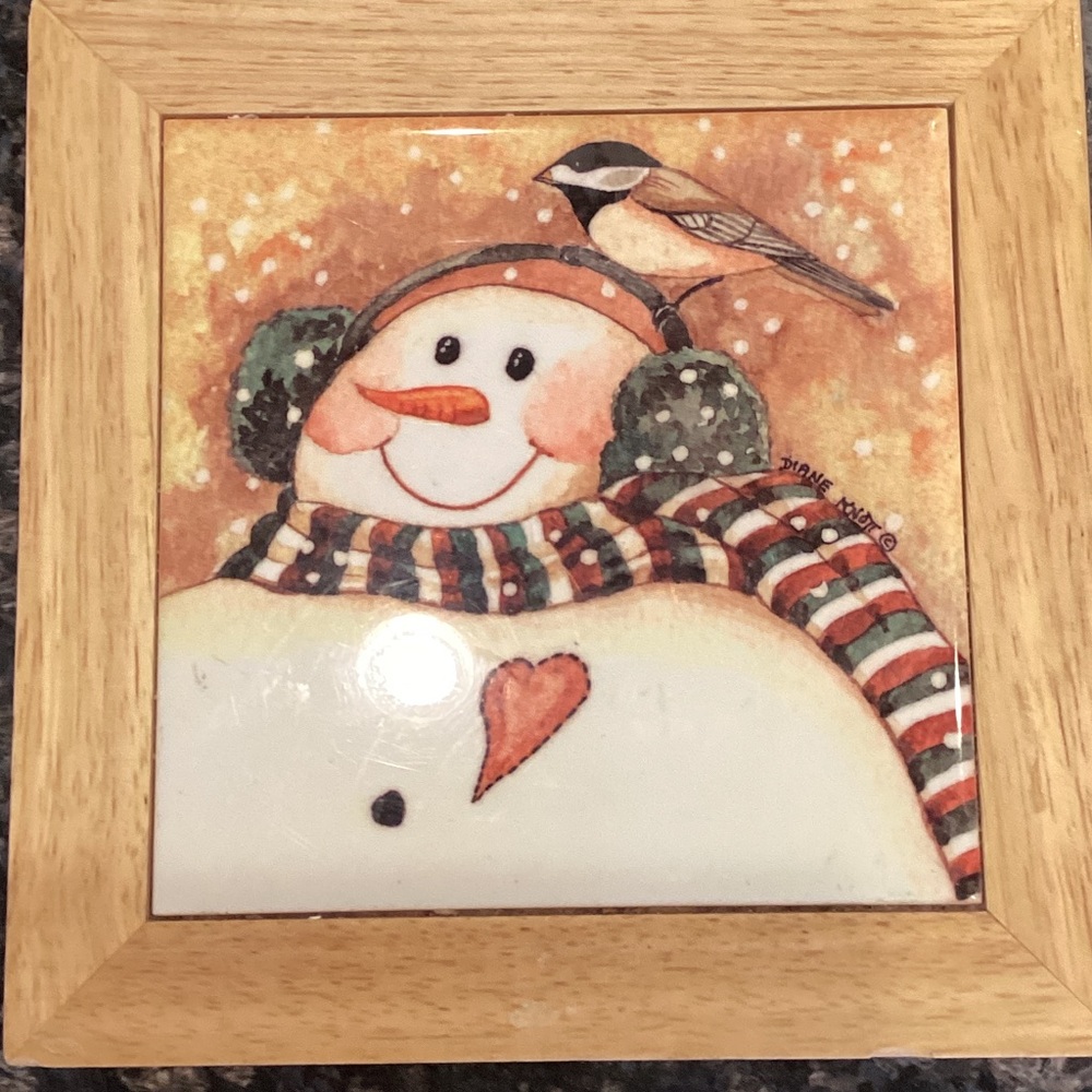 Festive Snowman Wall Art with Wooden Frame